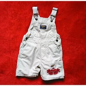 VTG OshKosh B'gosh Shortall Overalls Bibs Size 18mo Beach Crab Nautical Coastal